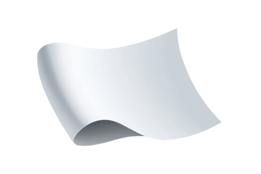 white paper sheet float in the air isolated on transparent png background,Design template or mockup. Vector illustration.