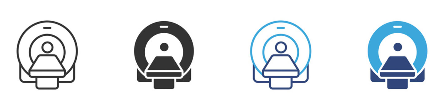 MRI and CT Scanner icon set in outline and flat style, vector illustration ,