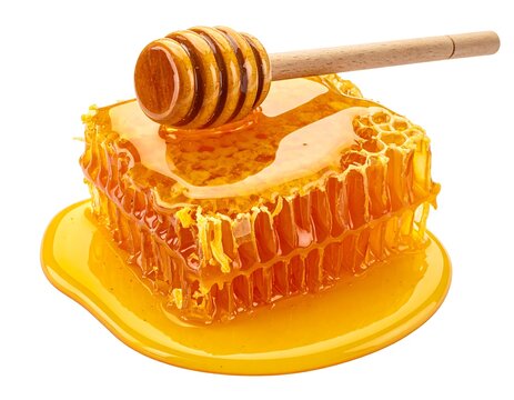 Honeycomb cube with wooden dipper