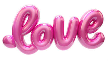 Pink balloon letters spelling love isolated on white background isolated on a transparent background