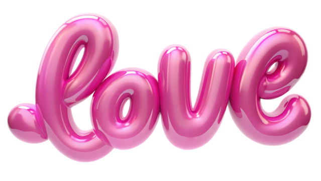 Pink balloon letters spelling love isolated on white background isolated on a transparent background