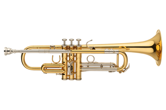 Gold Trumpet image isolated on a transparent