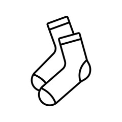 Socks icon. Black outline linear silhouette. Editable strokes. Side view. Vector simple flat graphic illustration. Isolated object on a white background.