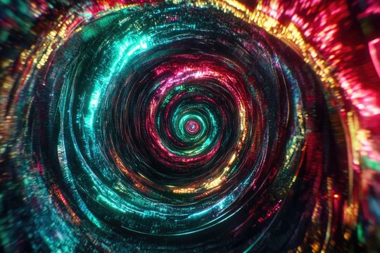 Vibrant swirling vortex of multicolored lines