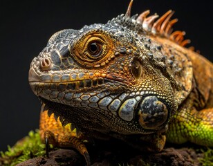 Fototapeta premium Close-up of iguana head and neck