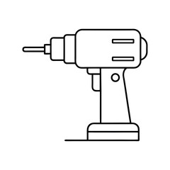 Drill Machine Outline Line Art Vector
