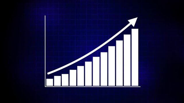 Business growth concept in graph chart showing marketing sales profit increasing to future target . growing business concept. Clean Hi-tech style white business graph animation. 4k