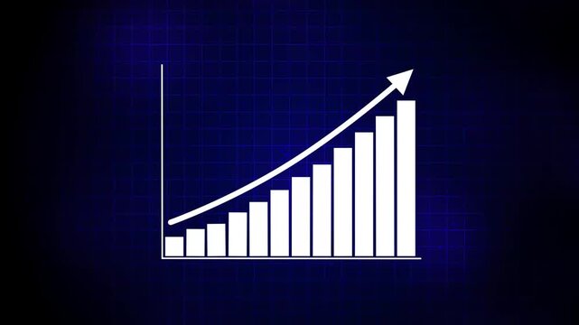 Business growth concept in graph chart showing marketing sales profit increasing to future target . growing business concept. Clean Hi-tech style white business graph animation. 4k