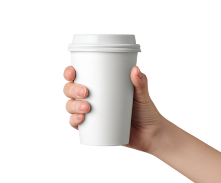 Hand holding a blank white disposable coffee cup (14) - Powered by Adobe