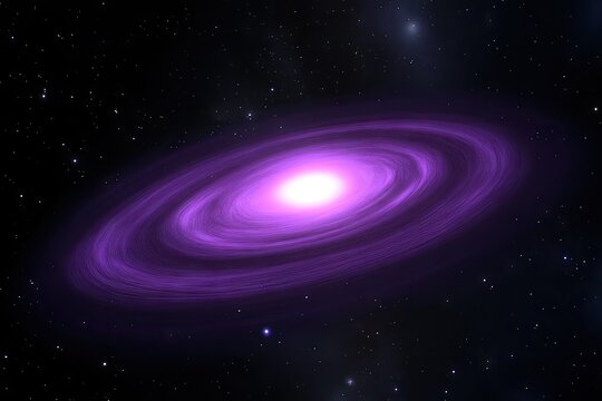 Purple spiral galaxy in dark space