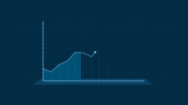 Glowing blue line graph progress animation with smooth data motion rising up on dark blue background. 4K animated chart for business growth, profit visualization, and market up. - Powered by Adobe