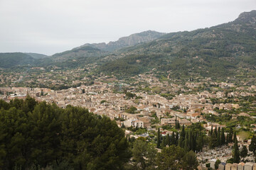 Fototapeta premium The panorama of Soller from Ses Tres Creus, Mallorca, Spain 