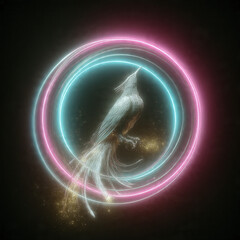 Neon Phoenix Bird Digital Art