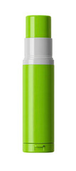 Green cylindrical cosmetic container with white band