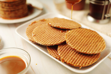 Stroopwafel, a thin, round cookie popular throughout the Netherlands