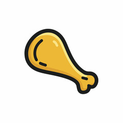 Minimalistic Chicken Leg Flat Vector Icon