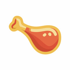 Minimal Vector Chicken Leg Icon Design