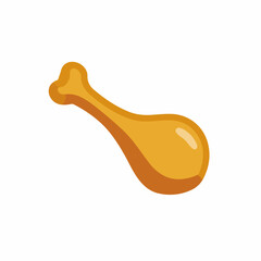 Simple Chicken Leg Flat Vector Icon