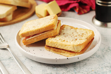 A Croque monsieur sandwich, traditional dish of French cuisine