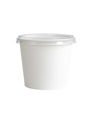 White plastic food container with lid