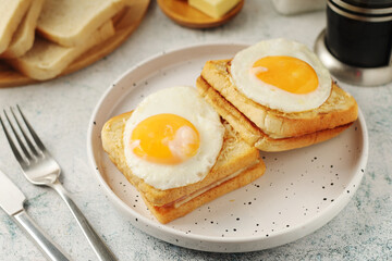 Fototapeta premium A croque madame sandwich, traditional dish of French cuisine