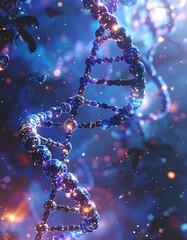 DNA helix in cosmic backdrop