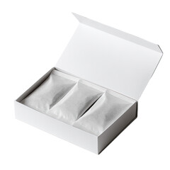 White gift box with three inner pouches