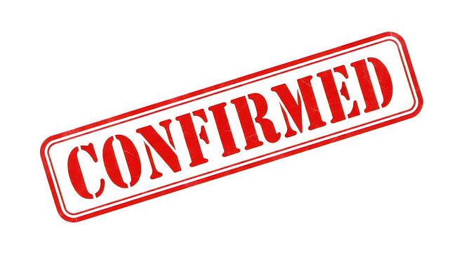 Red confirmed stamp isolated on transparent background for document approval