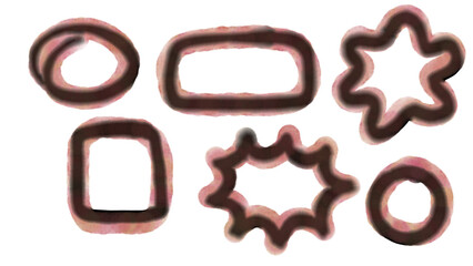 Hand-Painted Brown Shape Collection on transparent background: Watercolor Circle, Square, Star, Rectangle & More, Isolated Design Elements, Illustration