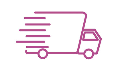 Delivery Truck Icon: Fast Shipping Vector in Purple Outline, Transportation Illustration, Logistics, Express Service, Modern Design