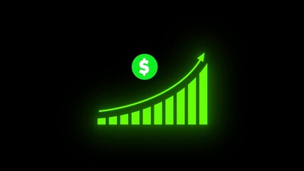 Business growth and success arrow, growing business chart animation with dollar sign. simple loading bar. 4k - Powered by Adobe