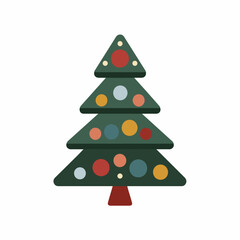 Colorful Christmas Tree Vector Icon Design