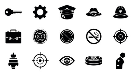 Vector art of collection of various black and white icons