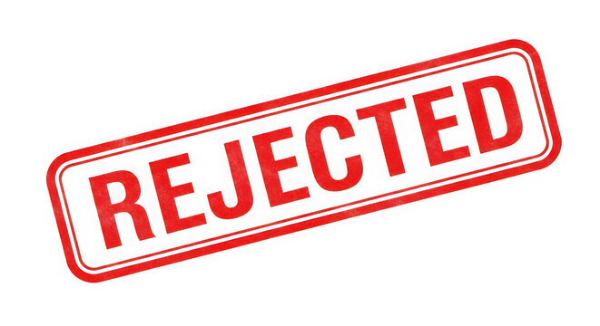 Red rejected stamp isolated on transparent background for business and finance use