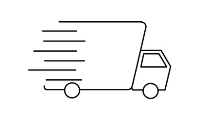 Delivery Truck Icon: Fast Shipping, Transportation, and Logistics Illustration - Minimalist Line Art on transparent Background