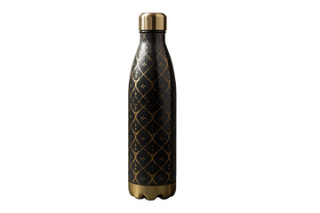 Stay hydrated in style with this sleek black and gold reusable water bottle, perfect for eco-conscious living and modern design enthusiasts