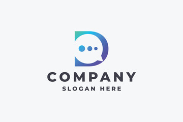 Modern Chat App Letter D Logo
