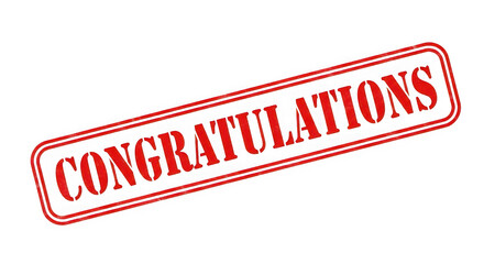 Red congratulations stamp isolated on transparent background for celebration and success