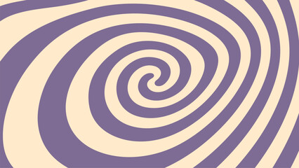 Wavy spirals abstract background with groovy pattern for retro design. Hypnotic circular pattern for graphic banner and cover.