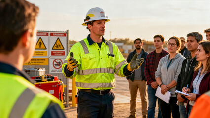 Man explaining safety and civil protection during a training session