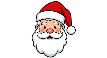 Cheerful santa claus face with classic red hat and white beard