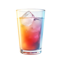 Colorful refreshing drink with ice in a glass isolated on transparent background