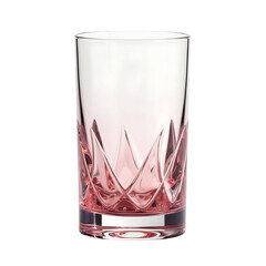 Clear glass with pink faceted base isolated on transparent background