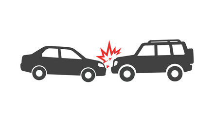 Obraz premium Minimalist car collision scene with explosion icon on white background