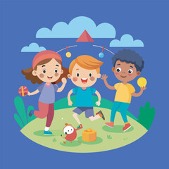 Children playing vector art file