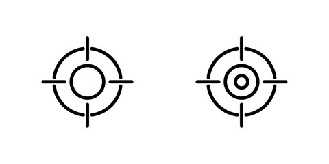 Crosshair and target aim icon set, Target icons with circular crosshair variations, aim and accuracy symbols set, Aiming icons, Gun target icons,  Vector illustration.