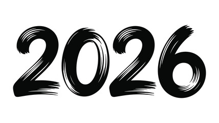 Bold Black Brush Stroke Numbers Forming the Year 2026 new year future
