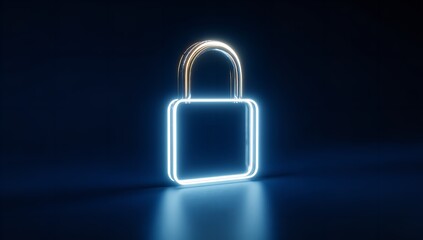 Fototapeta premium Secure your data with this modern glowing neon lock icon symbolizing cybersecurity and digital protection