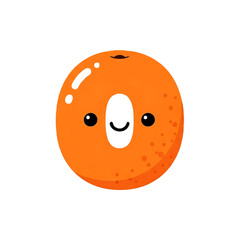 Fototapeta premium Cute Cartoon Apricot Fruit with Smiling Face and Big Black Eyes on White Background