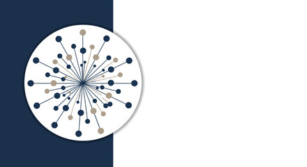 Abstract circular network design with dotted connections on split background